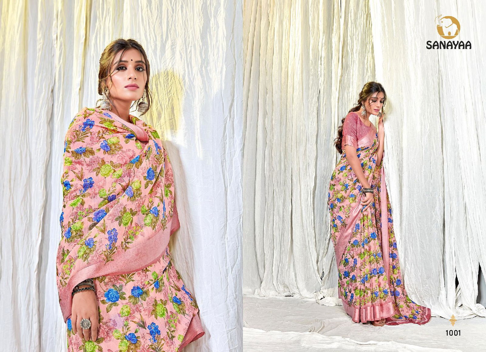 Sanayaa Kashish Latest Fancy Designer Casual Wear Linen Printed Silk  Saree Collection